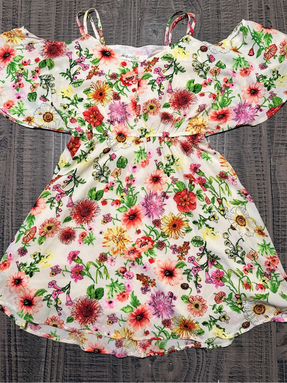 Floral White Cold-Shoulder Camisole Dress with Pink & Yellow Blooms